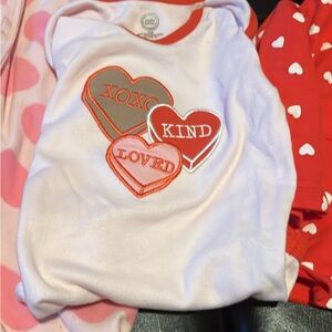 White and Red Heart Graphic Top